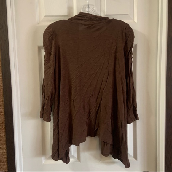 Alyx Brown Open Front 3/4 Sleeve Cardigan Medium - Picture 6 of 6
